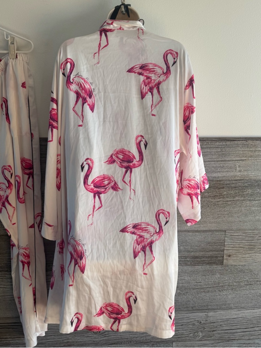 Soma Flamingo Pajama Set 3 Piece Robe Top Pants XL (S1) - Picture 5 of 13